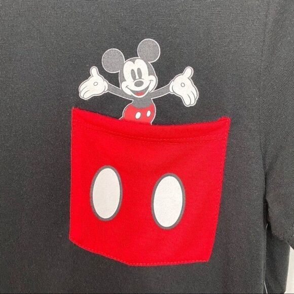 Disney T Shirt WMNS S Black Mickey Mouse Pocket Buddy World Lightweight Ears - Picture 2 of 6